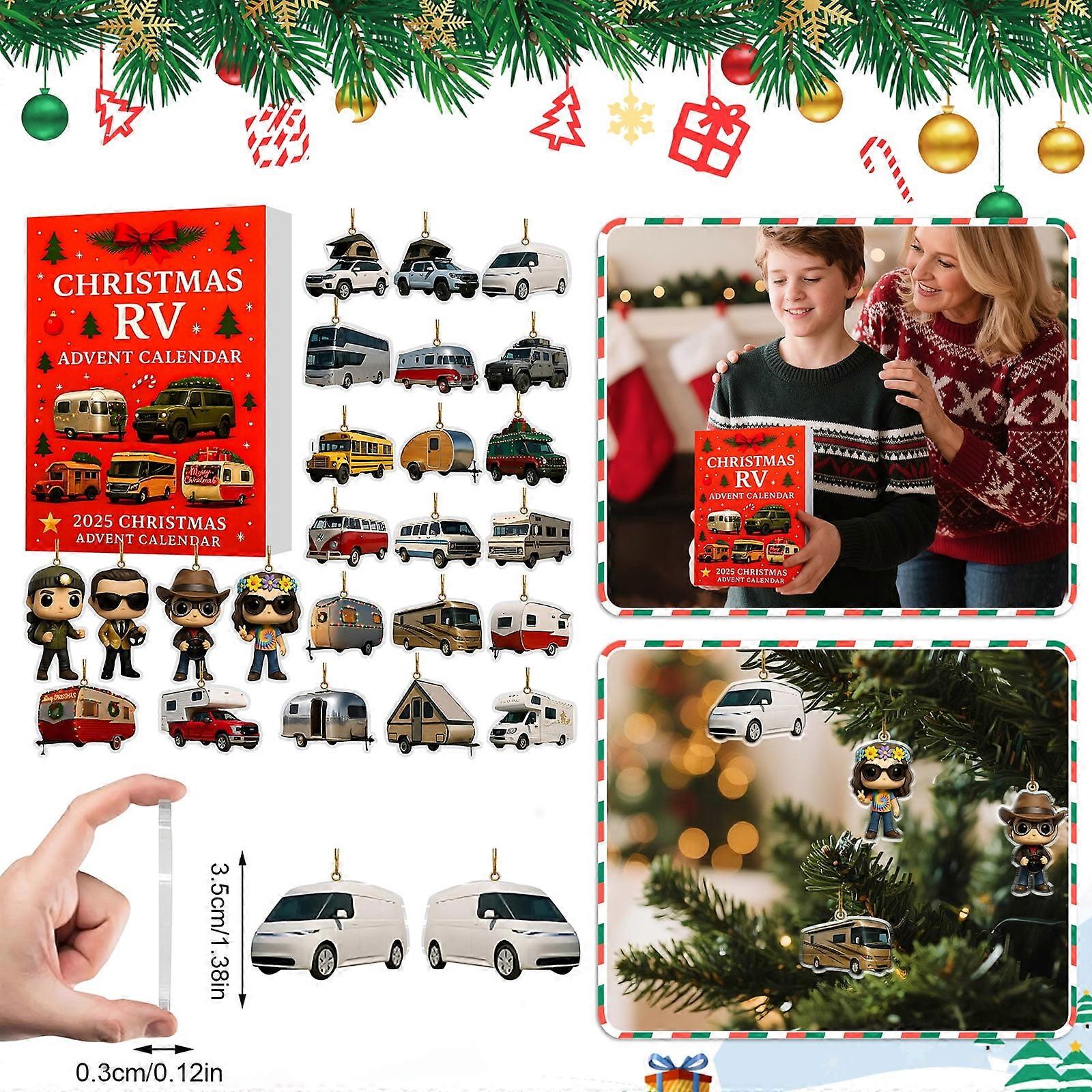 Christmas Advent Calendar 24Pcs Pendant Blind Box - Compatible with Xmas Party, Airplane Box, Countdown Day