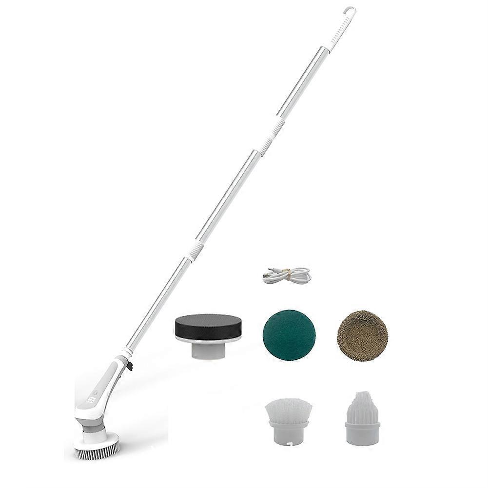Electric Scrubber for Cleaning Bathroom with Replaceable Brushes - Waterproof Scrubber Brush with Long Handle