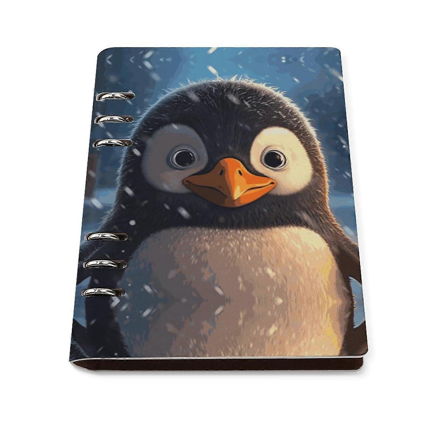 Penguin in The Snow Notebook Water Resistant Hardcover Note Book Refillable Notebook A5 Binder 6 Ring Planner Book Classic Business Journal Functional