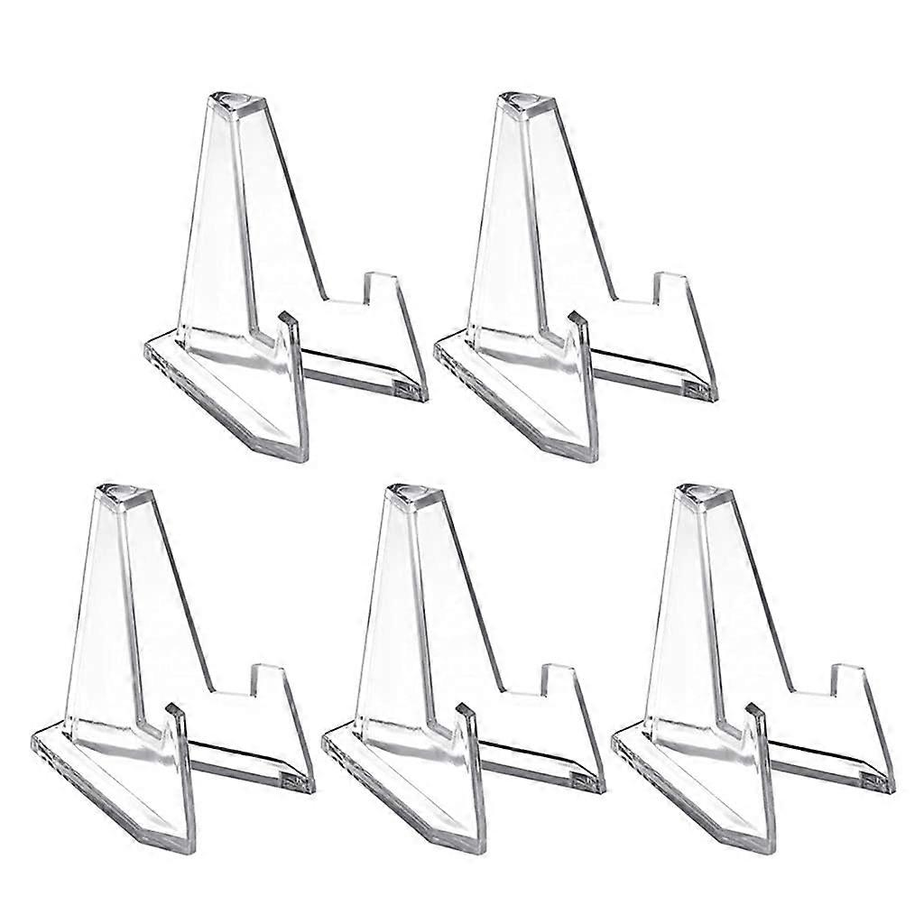 5pcs Clear Acrylic Display Stands with Stable Triangle Design for Coins Medals Cards Collectibles