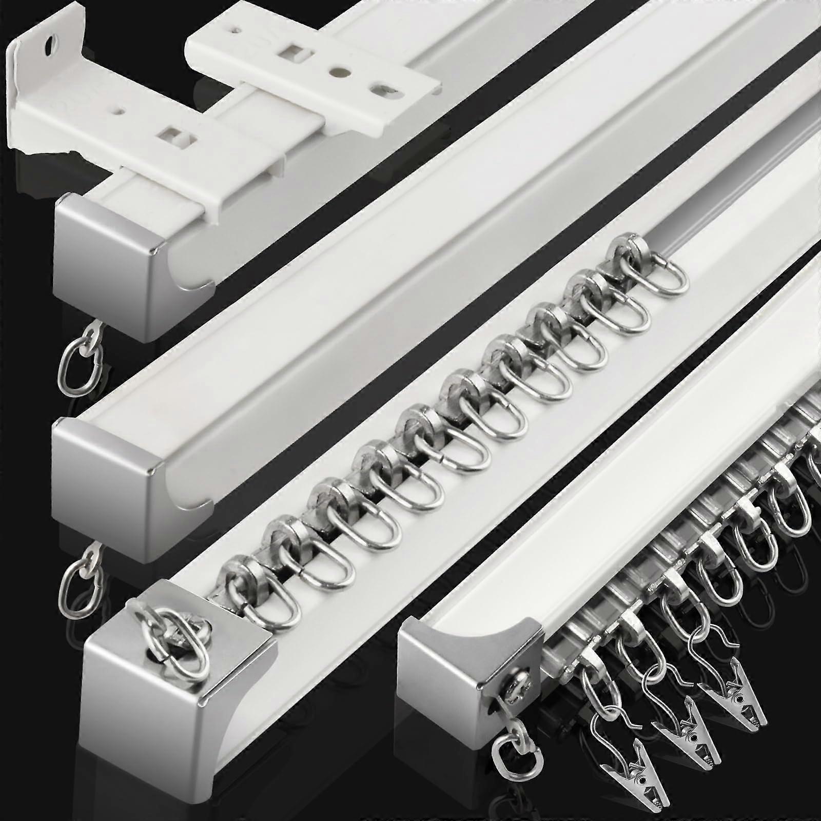 Ceiling Curtain Track Heavy Duty Aluminum Rails with Smooth Glide Rollers for Wall and Ceiling Mount, 6 Pack White 3Ft18Ft Ref:3524