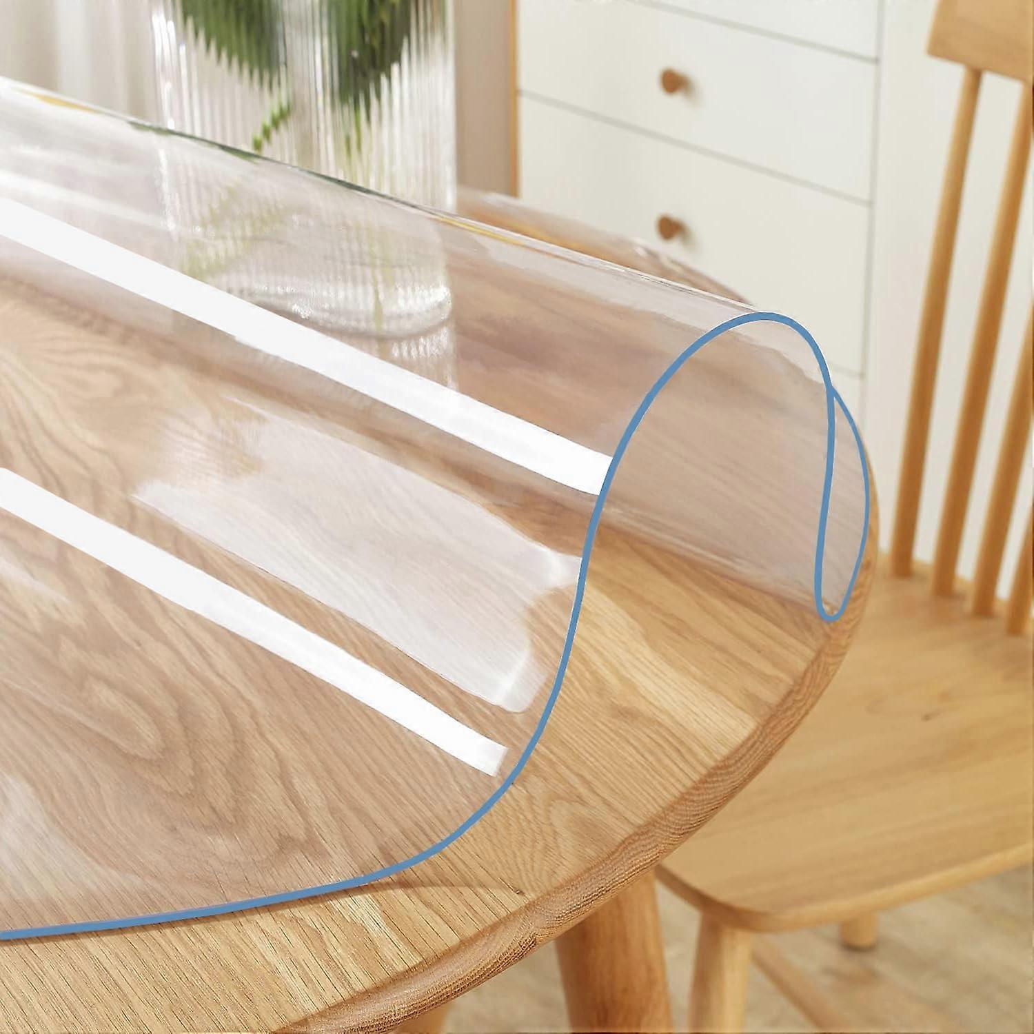60 Inch Round Clear PVC Vinyl Table Protector 1.5mm Thick Waterproof Scratch Resistant Cover