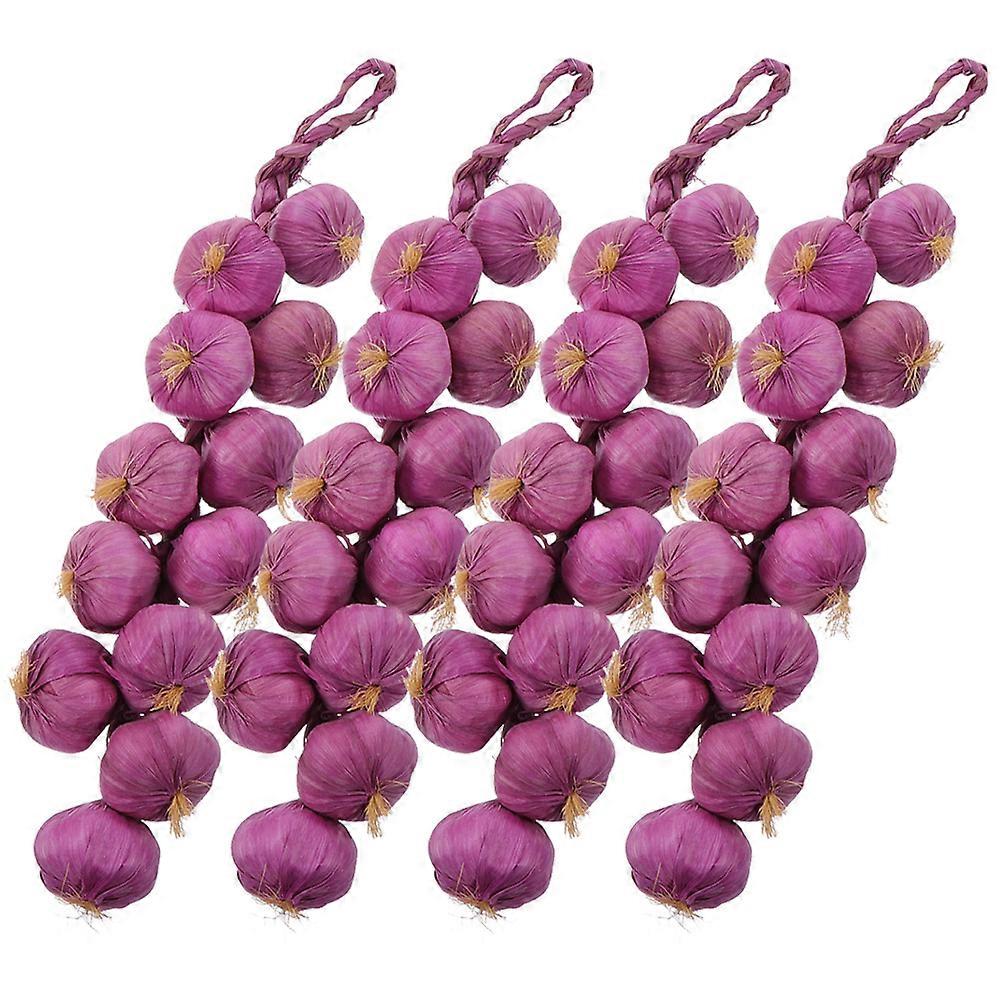Photoing Garlic String Decor for Home Use 4Pcs Simulated Garlic String Models