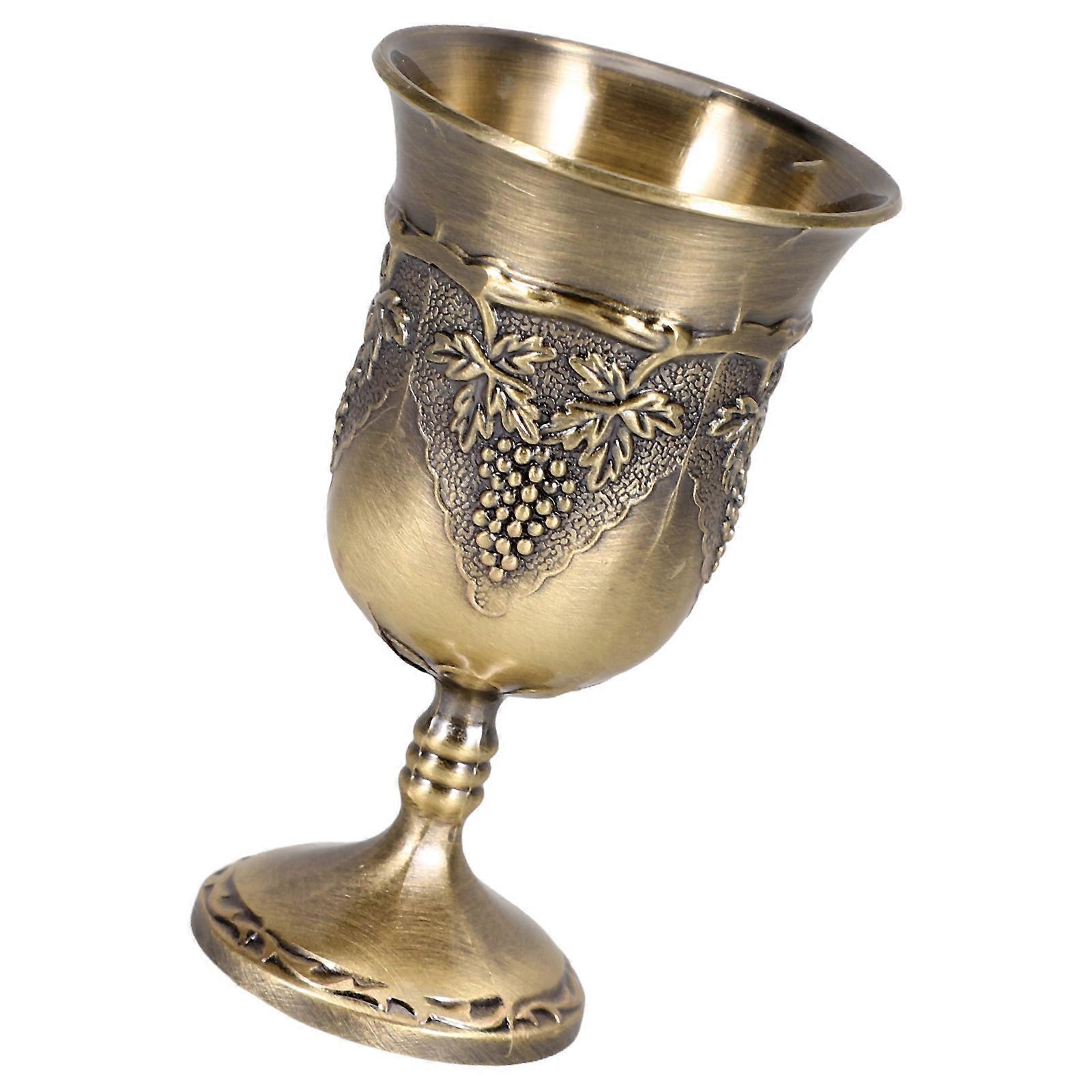 Vintage Bronze Wine Cup for Drinking Use with Engraved Pattern Goblet