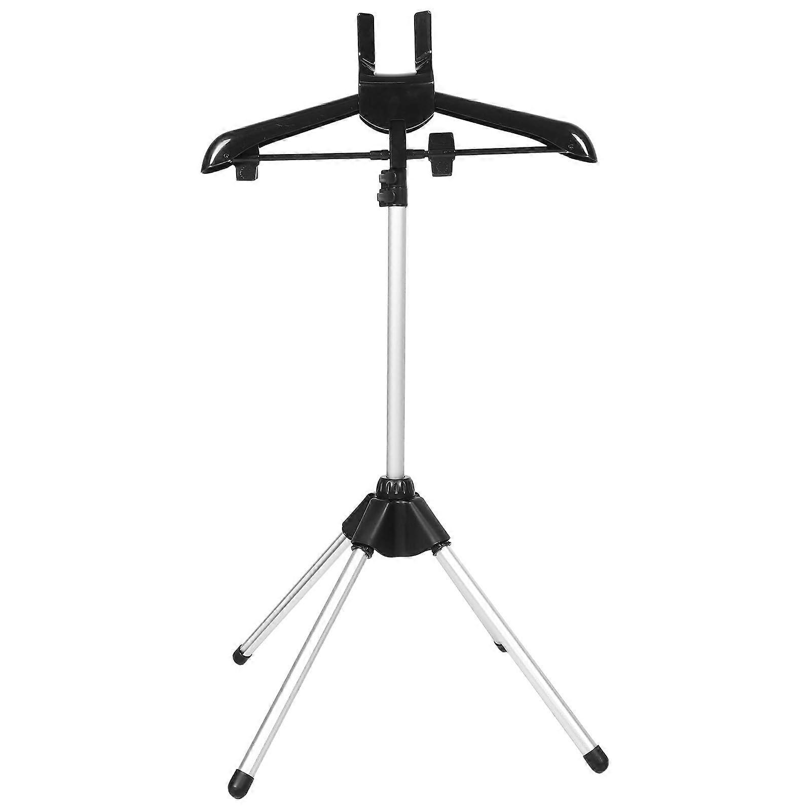 Foldable Garment Steamer Stand with Adjustable Height and Portable Clothes Drying Rack Black