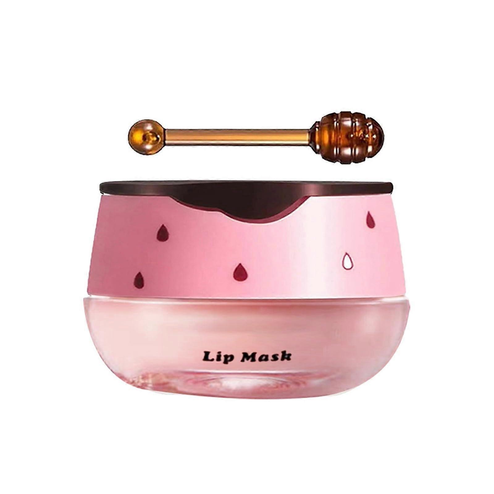 Moisturizing Lip Balm Pot with Applicator Stick, Strawberry Hydration for Dry Lips, Pink
