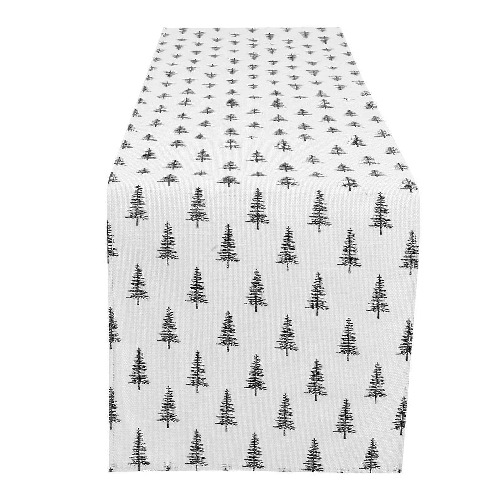 Christmas Tree Table Runner for Holiday Use Beige Fabric Dining Table Decoration
