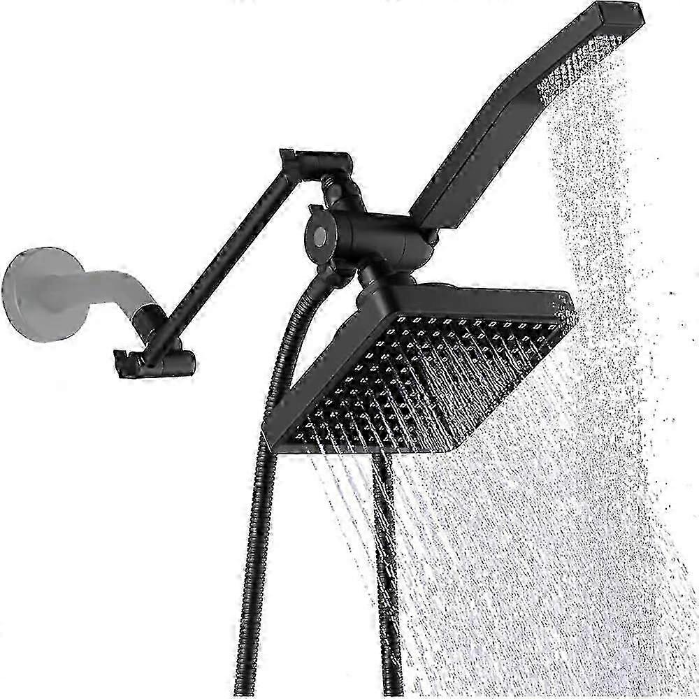 Matte Black High Pressure Square Dual Shower Head Combo