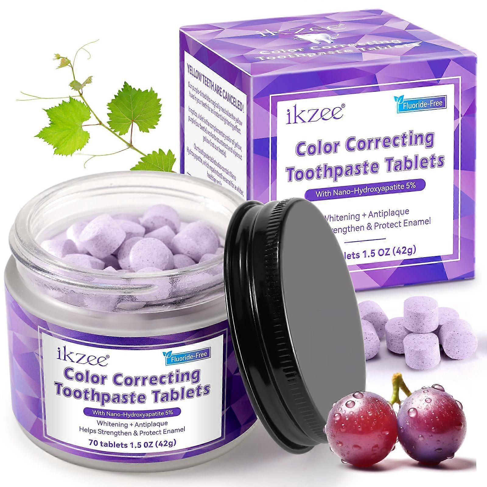Purple Toothpaste Tablets, Flouride Free, Sensitive Toothpaste Tablets, Nano Hydroxyapatite Toothpaste Tablets, Purple Whitening Toothpaste