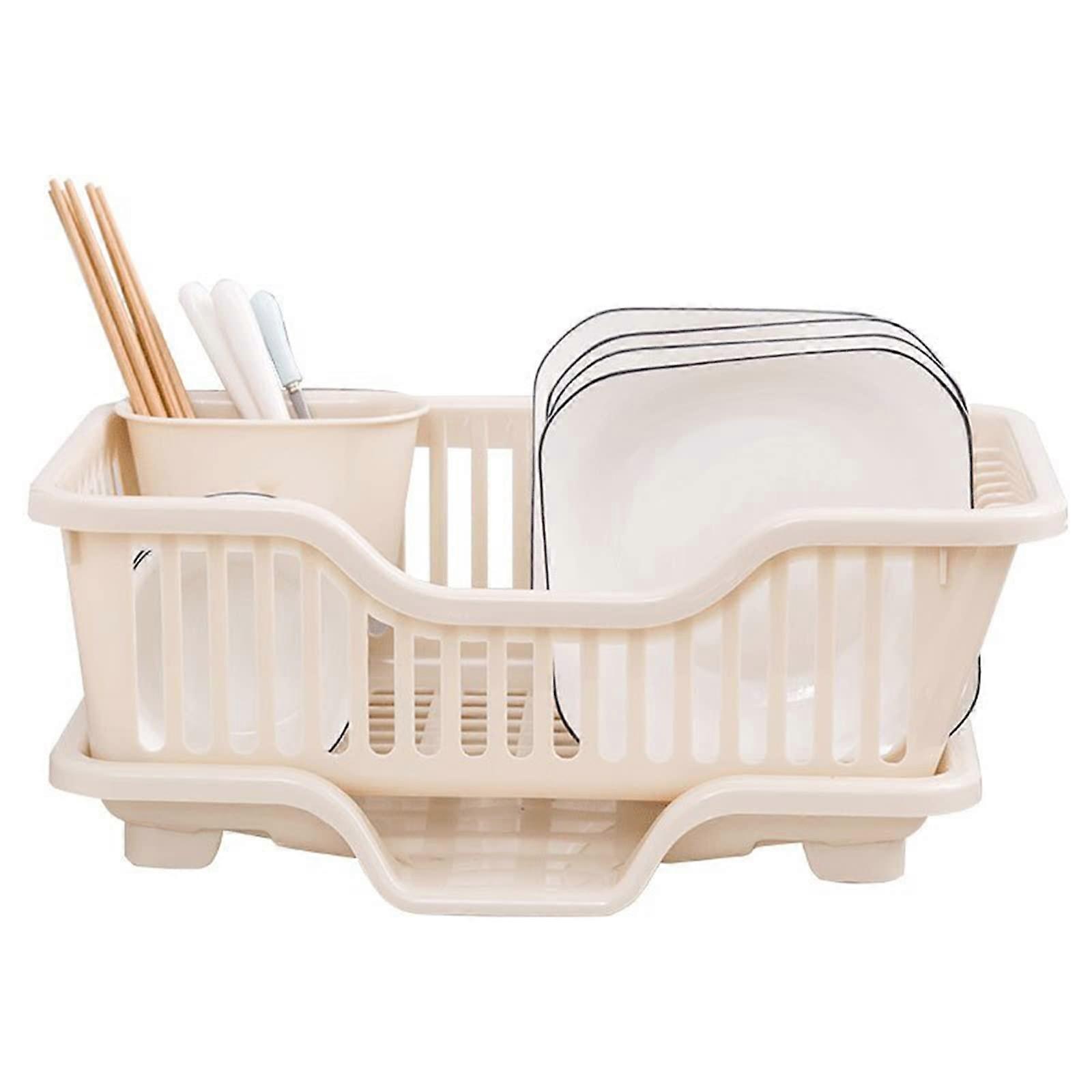 Dish Drying Rack with Fast Drainage, Plastic Kitchen Counter Organizer for Tableware Storage