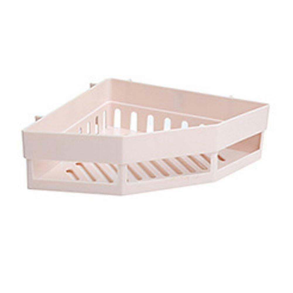 No Drill Bathroom Corner Shelf with Fast Water Drainage ABS Wall Mounted Storage Rack Beige