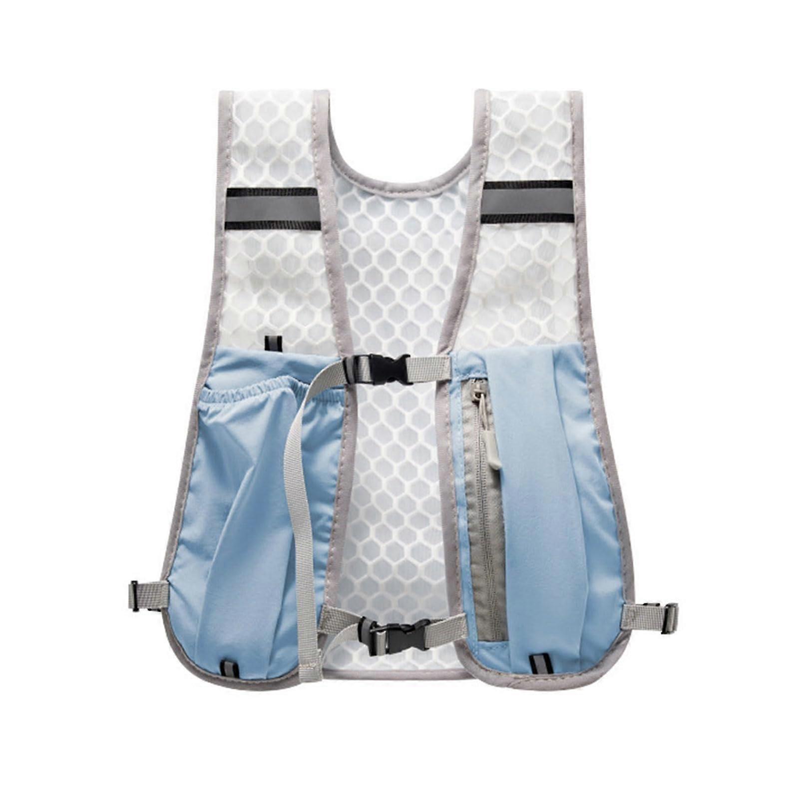 Running Hydration Vest with Large Capacity Storage and Adjustable Chest Straps Trail Backpack Blue Gray