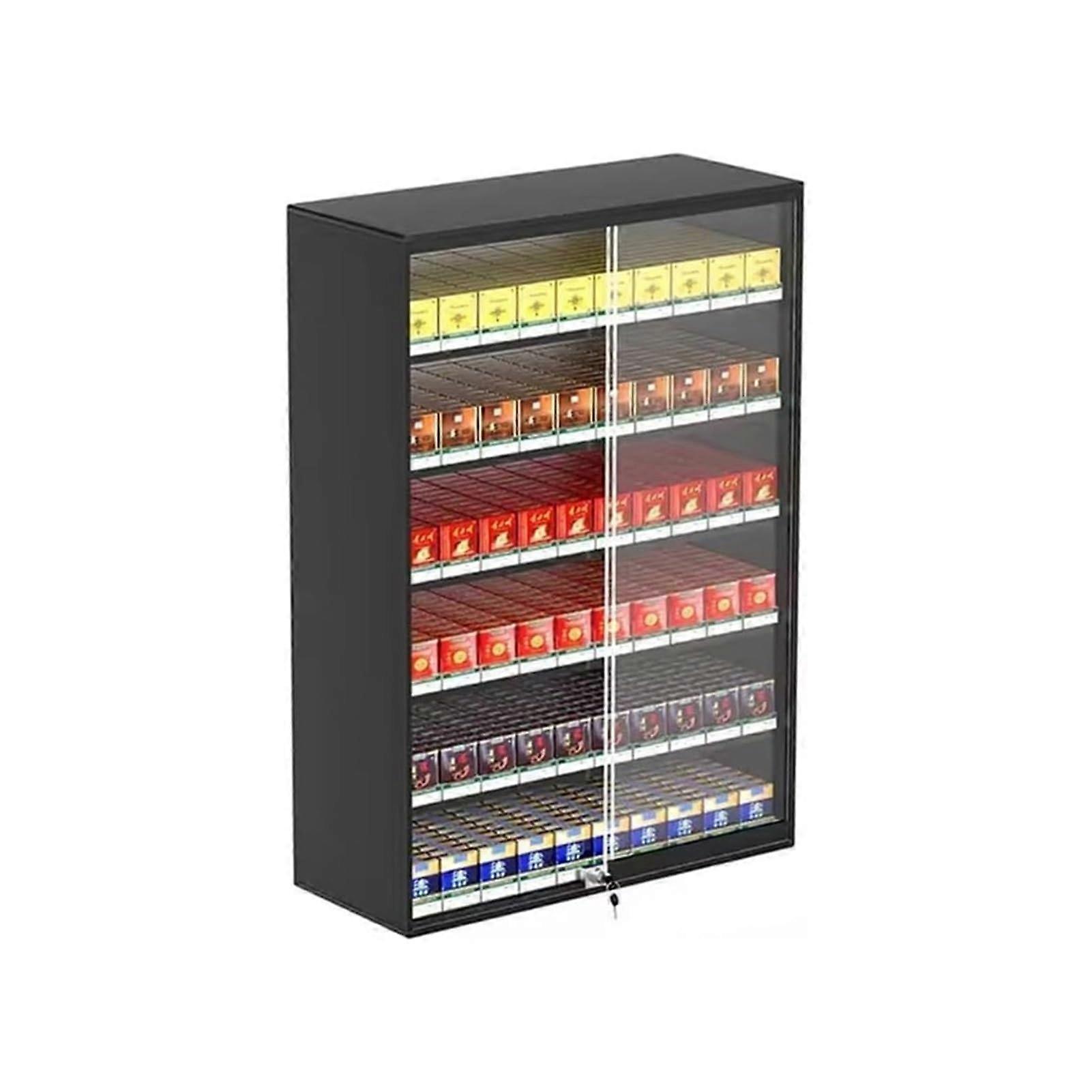 Lockable Wall Mounted Cigarette Display Case with Tempered Glass for Retail Store Organization