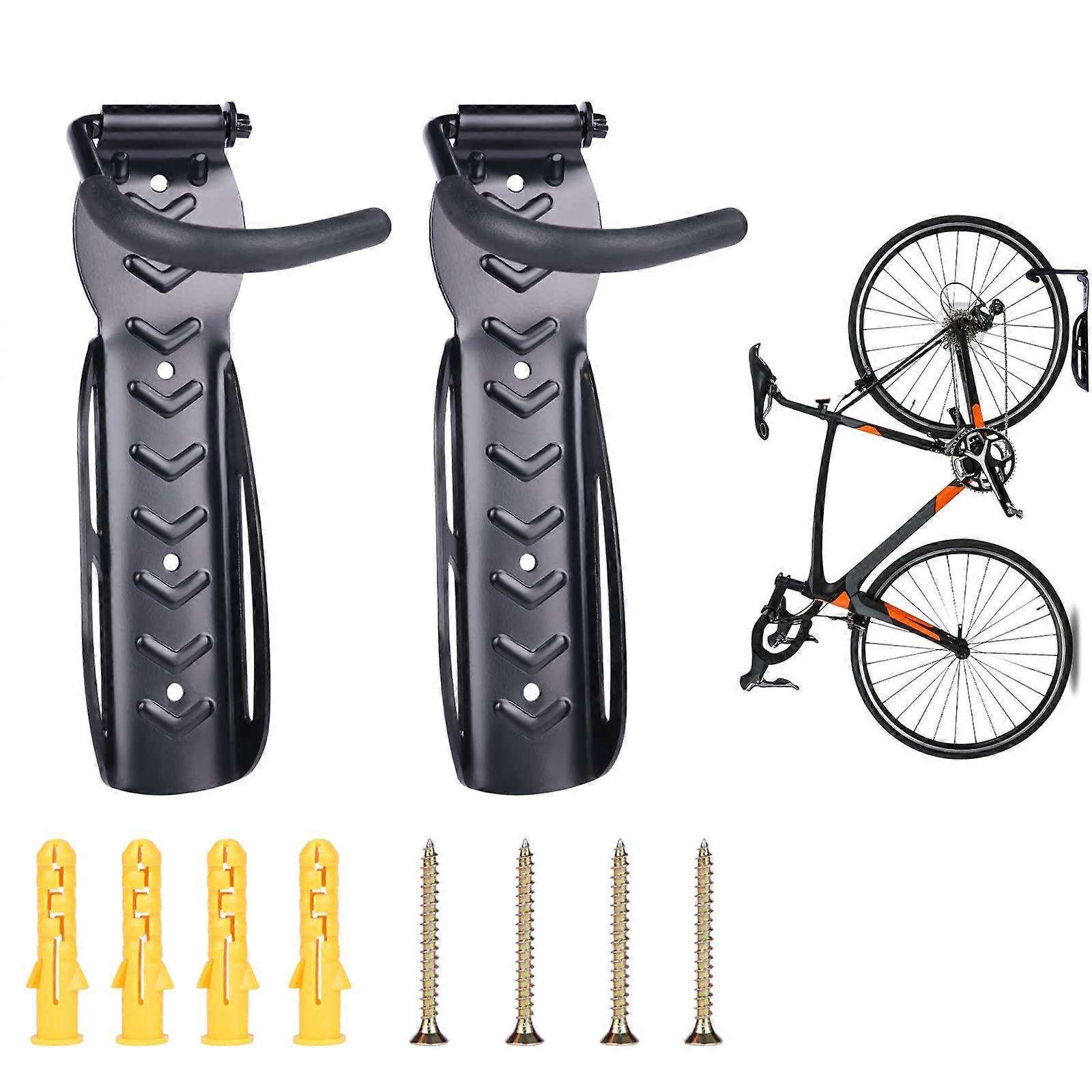 Vertical Bike Rack 2 Pack Wall Mounted Hook Set for Indoor Garage Storage Space Saving Design
