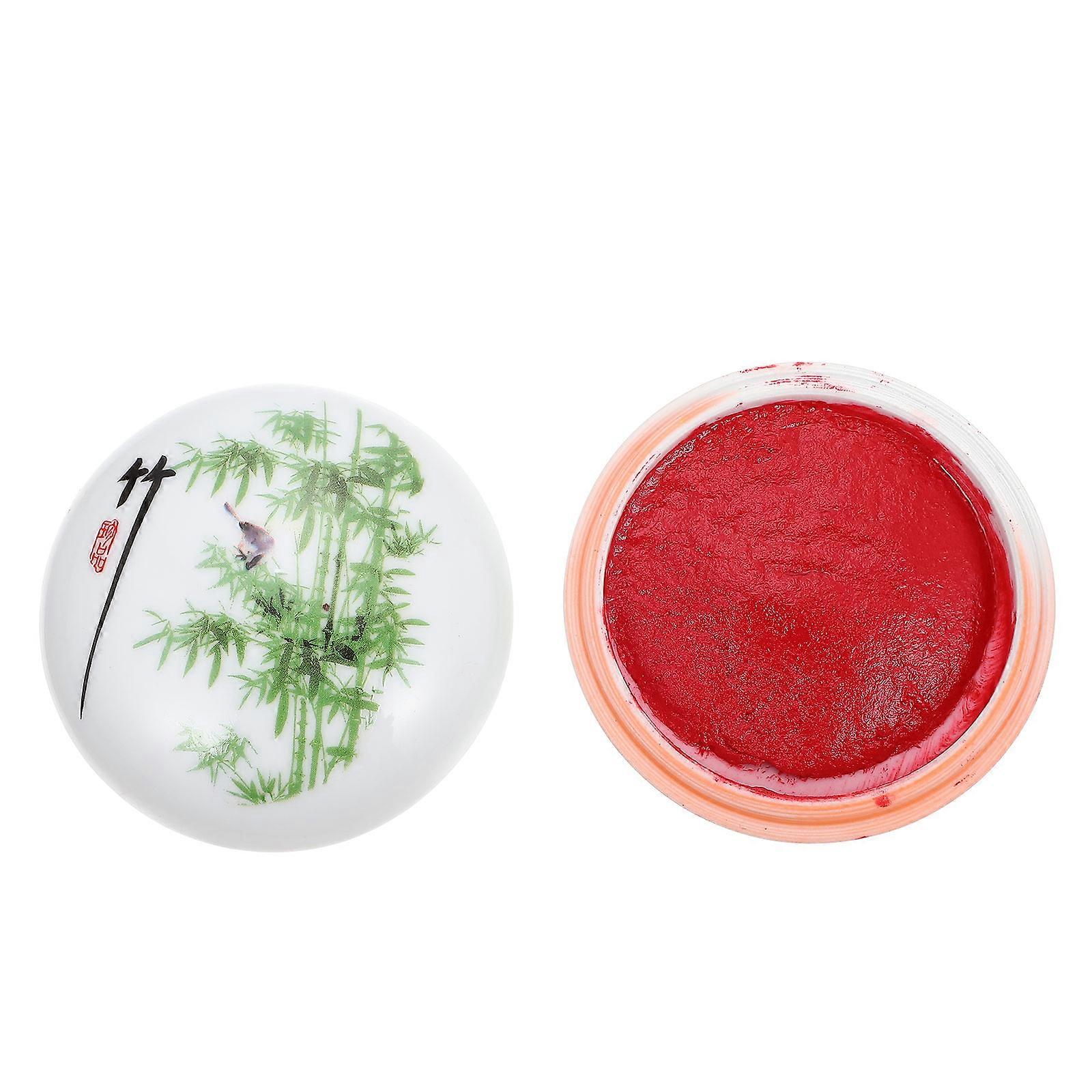 Chinese Calligraphy Ink Pad for Seal Use with Ceramic Box