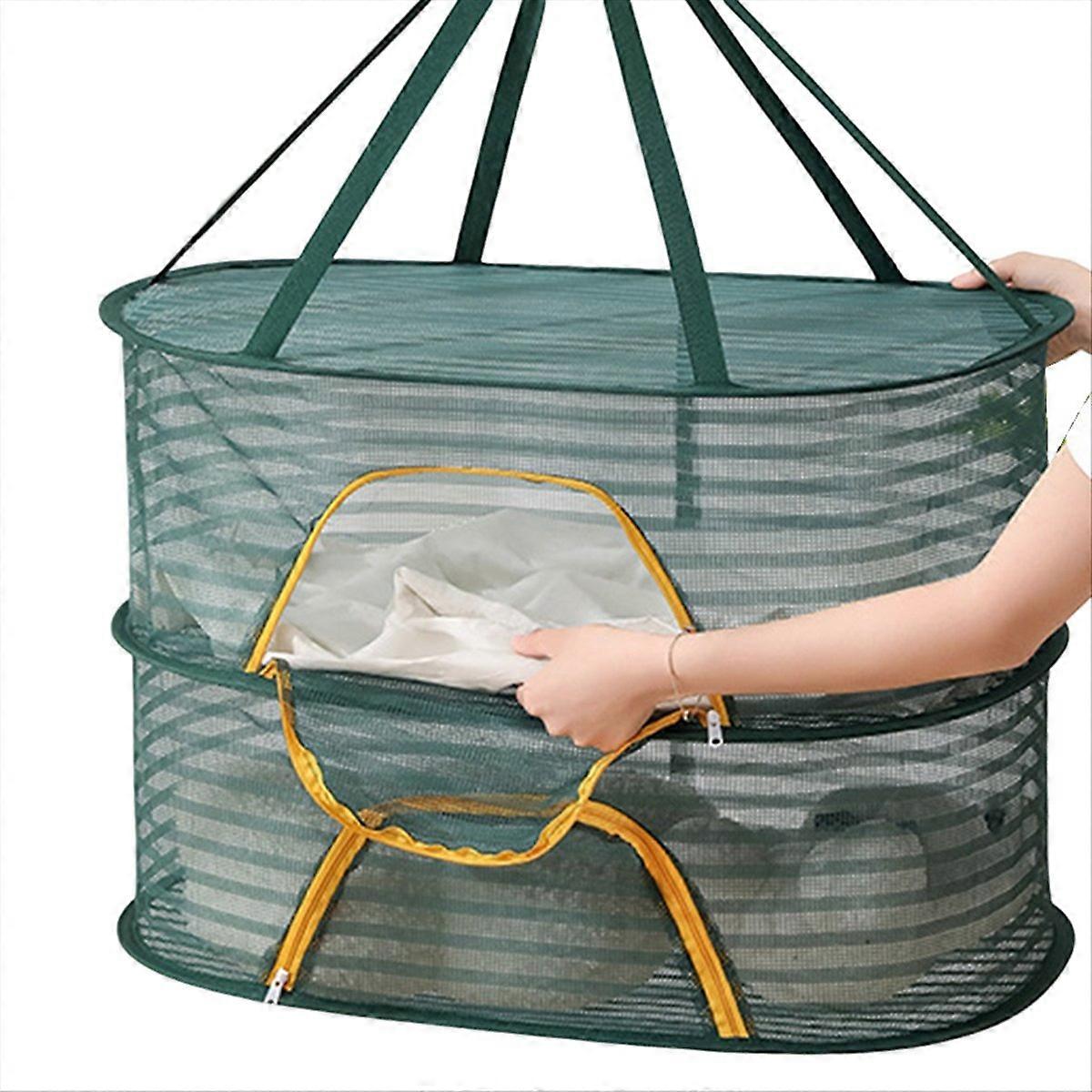 Foldable Drying Net for Vegetables, Fish, and Dehydrated Goods, green