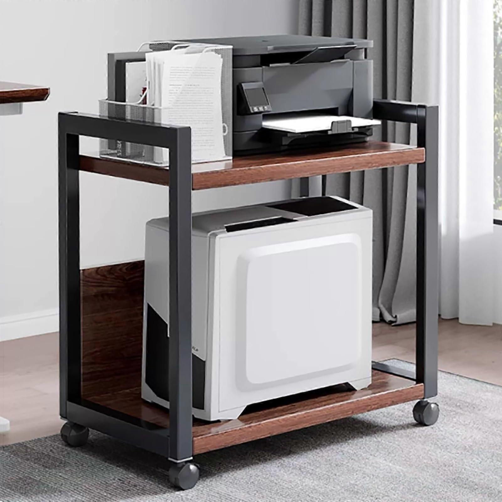Adjustable Rolling Stand with Storage Shelf, Mobile Printer Stand with Wheels for Office Equipment