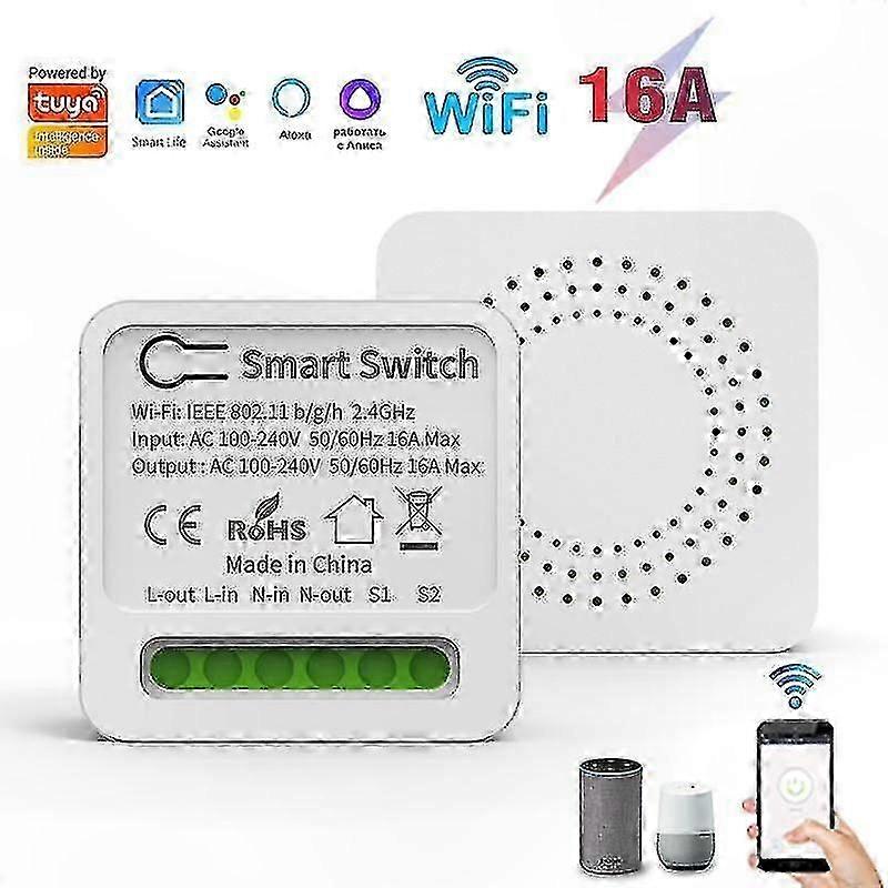 Smart Life 16A Mini WiFi Switch, 2-Way Remote Control Timer Relay for DIY Automation Projects