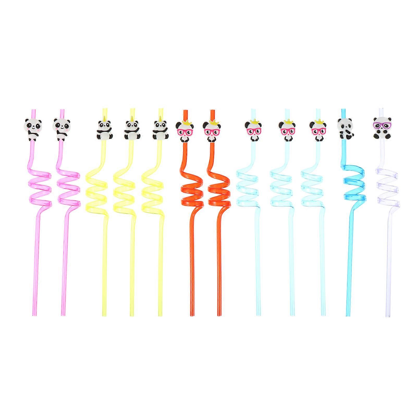 Party Drinking Straws Silicone Panda Straws for Use 12Pcs Set