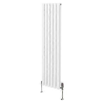 Oval Column Radiator 1600mm x 360mm & TRV Chrome Valves Modern Designer Double Panel Central Heating