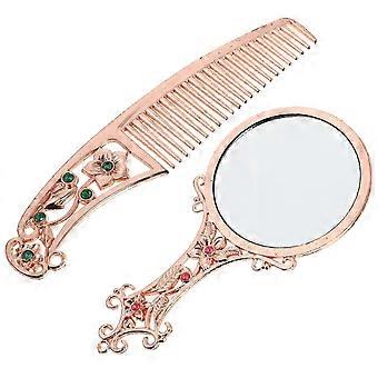 Miroir de maquillage portable avec peigne intégré (1 ensemble) - Design élégant