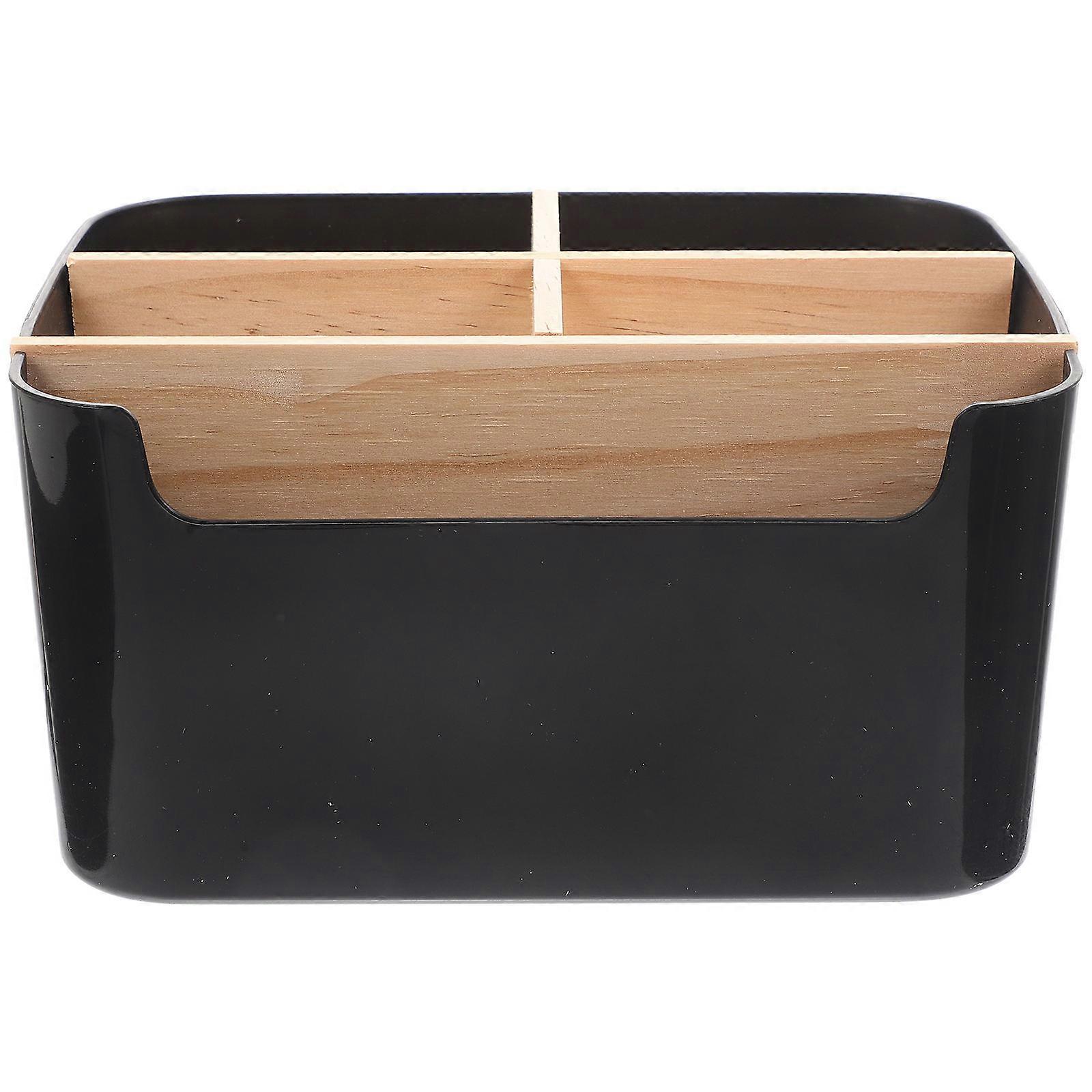 Makeup Container Desktop Organizer Storage Holder Elegant Square Design Black 1Pcs