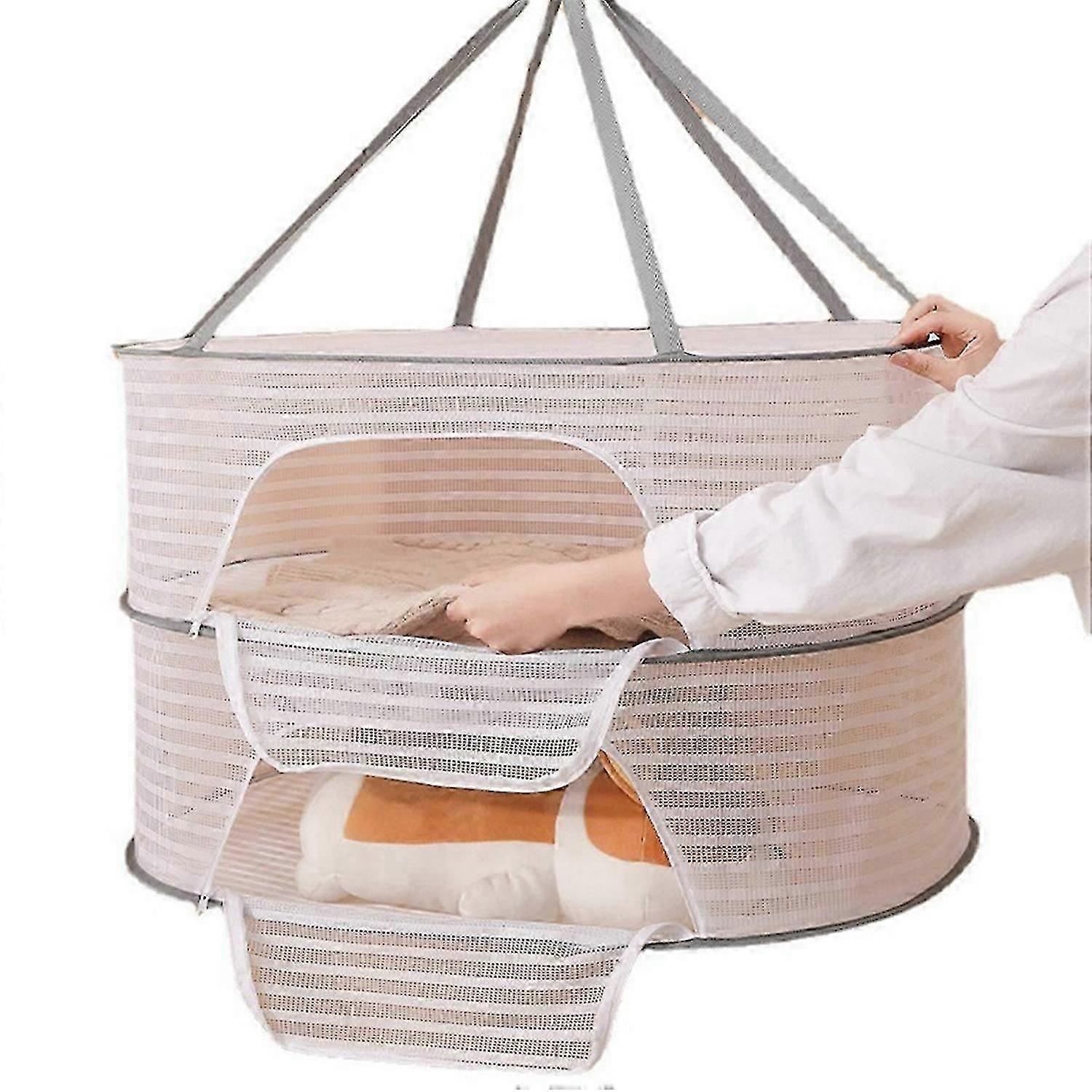 Foldable Drying Net compatible with Vegetables, Fish, and Dehydrated Goods, White