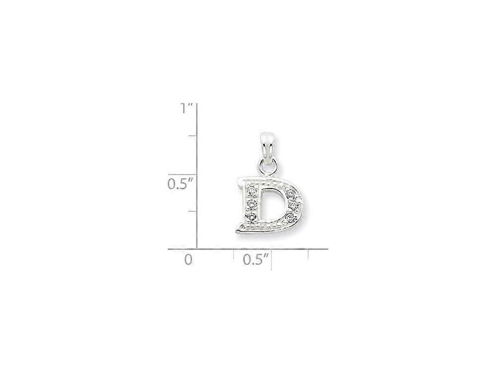Sterling Silver CZ Initial D Pendant