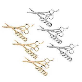 8pcs Hair Clipper Comb Brooch Creative Alloy Badge Barber Clothing Accessory