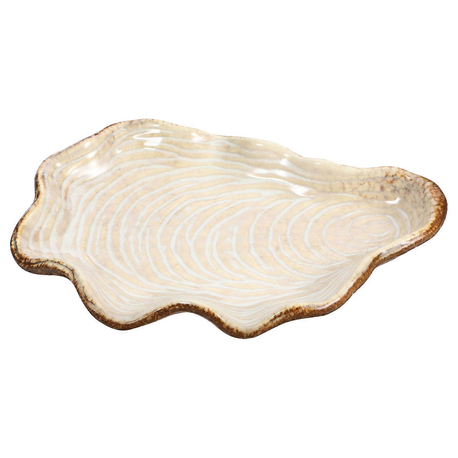 Ceramic Shell Plate for Salad Serving 4Pcs Coffee
