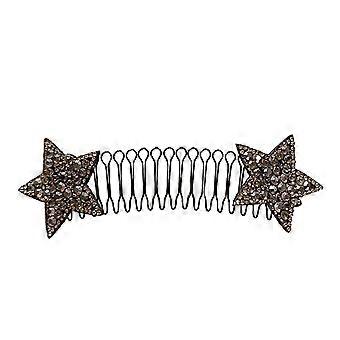 Women Hair Comb Star Shape Shiny Rhinestone Anti-slip Elastic Back Hair Decoration Organization Lightweight Reusable Hair Styling Tool