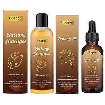 Batana Oil Hair Growth Shampoo & Batana Oil Set: Natural Hair Loss Shampoo & Essence Oil för tunt hår för kvinnor och män - Daglig hårvård hemma