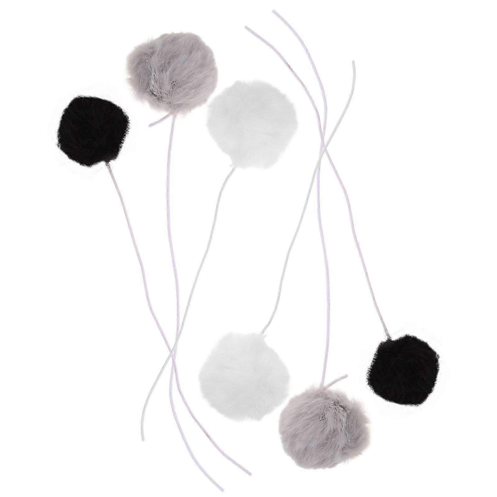 Plush Ball Cat Toy Interactive Elastic Hanging Balls 6Pcs Set
