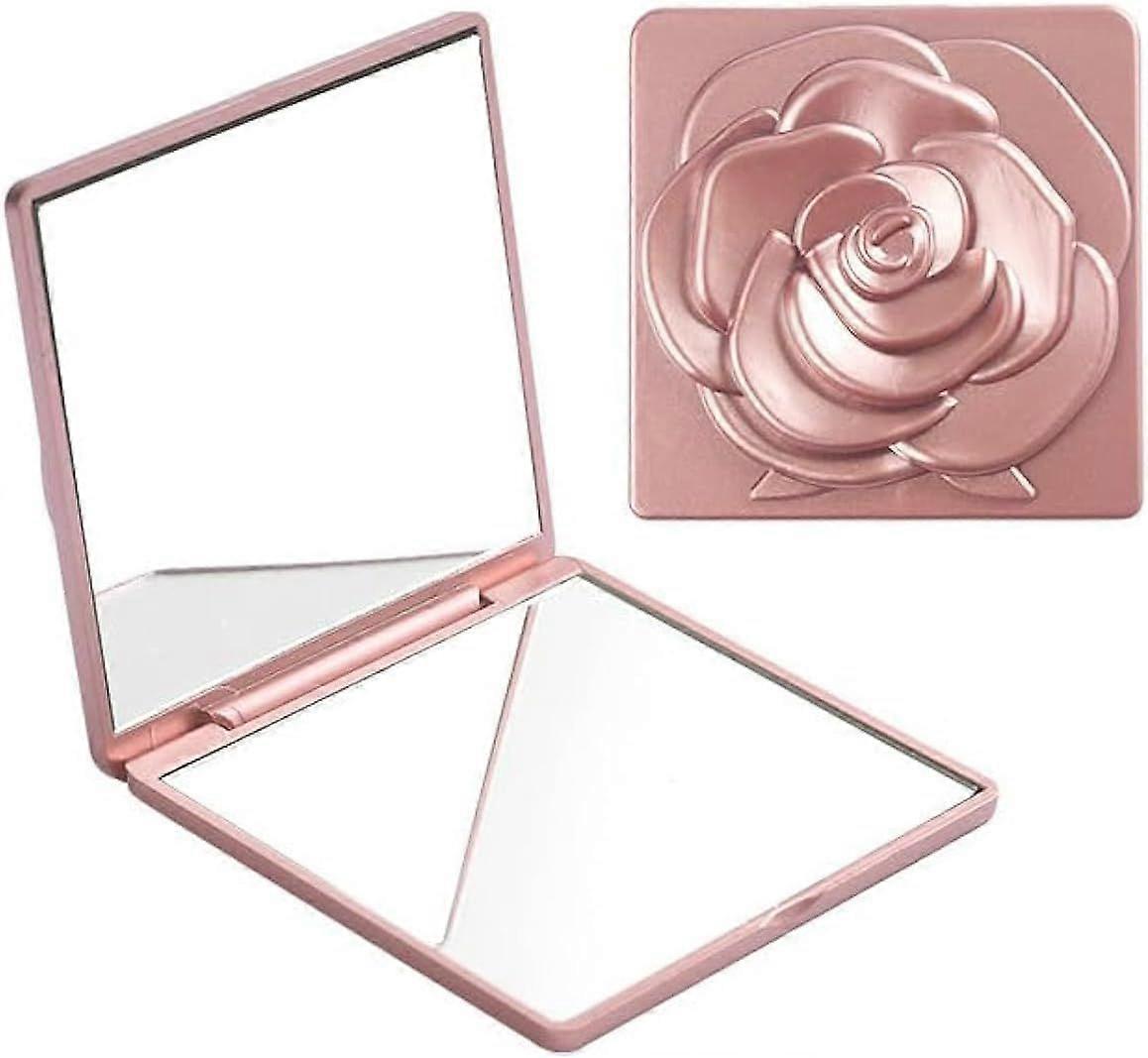 Compact and portable mirror, pink foldable makeup mirror