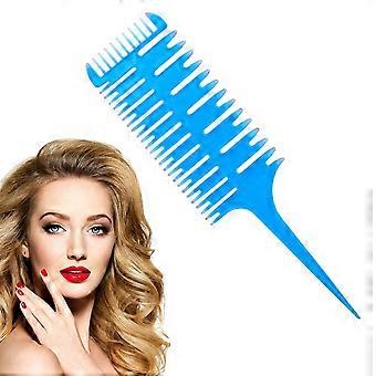 Pettine a lisca di pesce 3 vie Evidenziazione dei capelli Pettine di sezionamento Tessitura Sezionamento Foiling Pettine Styling Tintura dei capelli Pettini-Blu