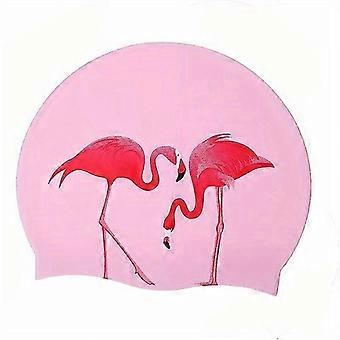 Silicone Waterproof Swimming Cap for Kids 6-8 Years, Cute Cartoon Design for Long Hair