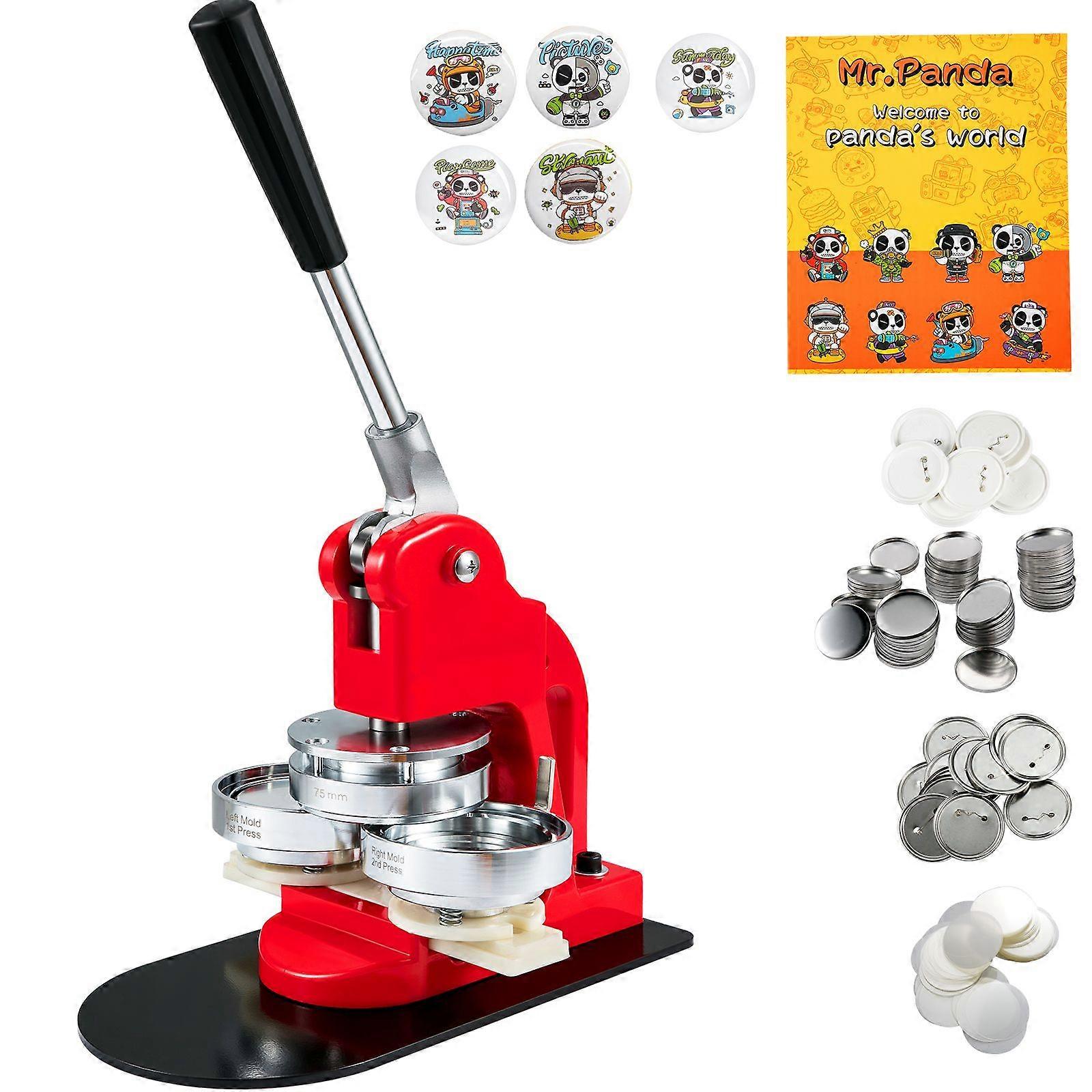Button Maker Machine Badge Pin Machine 3" 75MM 500 gratis deler pressesett