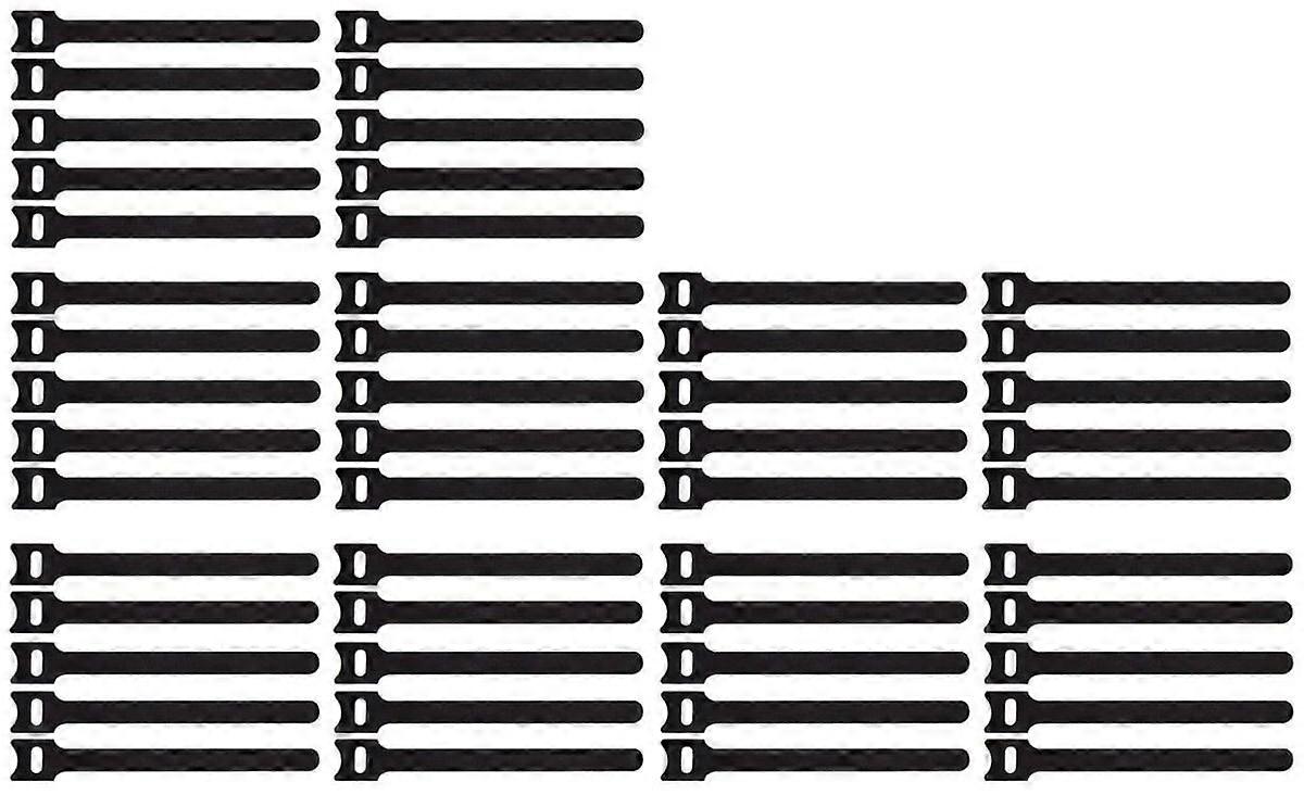 50 Pack: Reusable Hook and Loop Cable Ties 150mm X 12mm BLACK