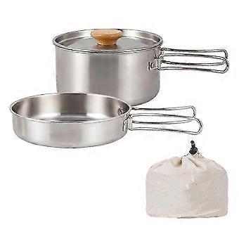 Conjunto de Panela de Piquenique de Aço Inoxidável Conjunto Prático de Panela e Frigideira Conjunto de Cozinha Suprimentos de Acampamento