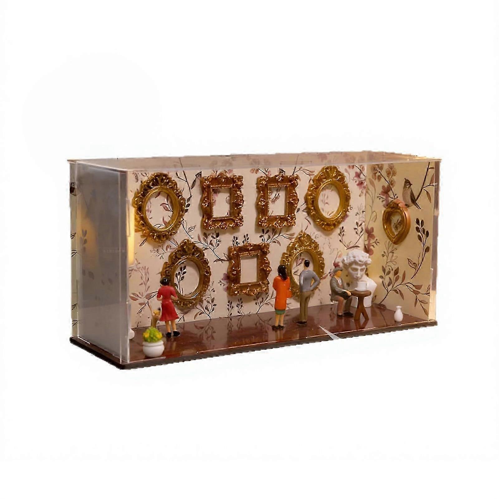 DIY Memory Shadow Box - Mini Museum Kit with 9 Gold Frames