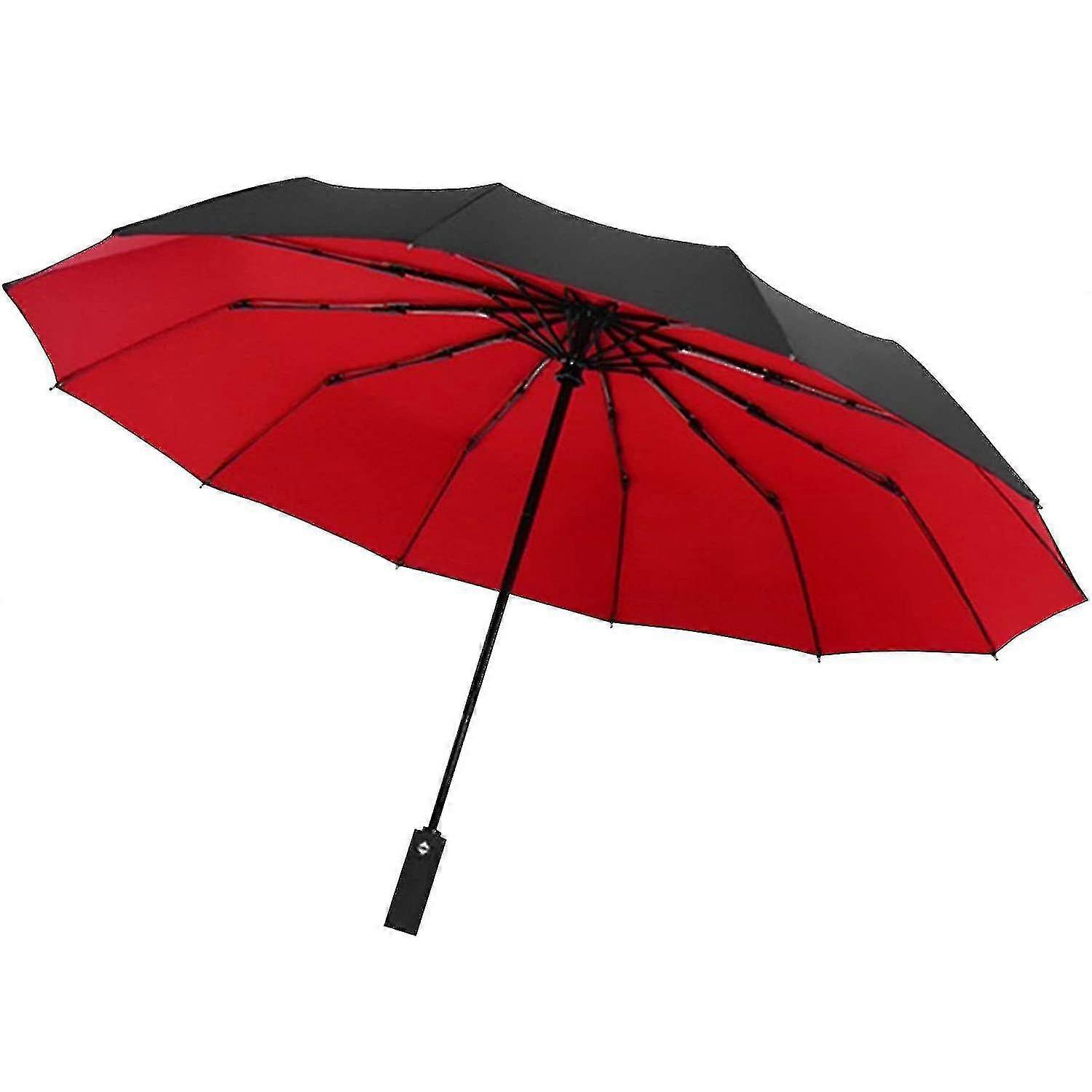Ombrello, compatto - 105 cm - nero / rosso