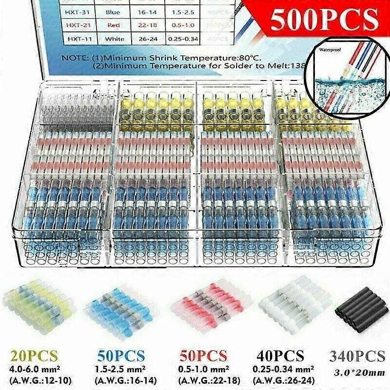 500Pcs Cosses Electriques Souder Gain Thermoretractable