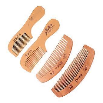 Conjunto de 8 pentes de madeira cor pêssego para antiestática e massagem em cores sortidas.