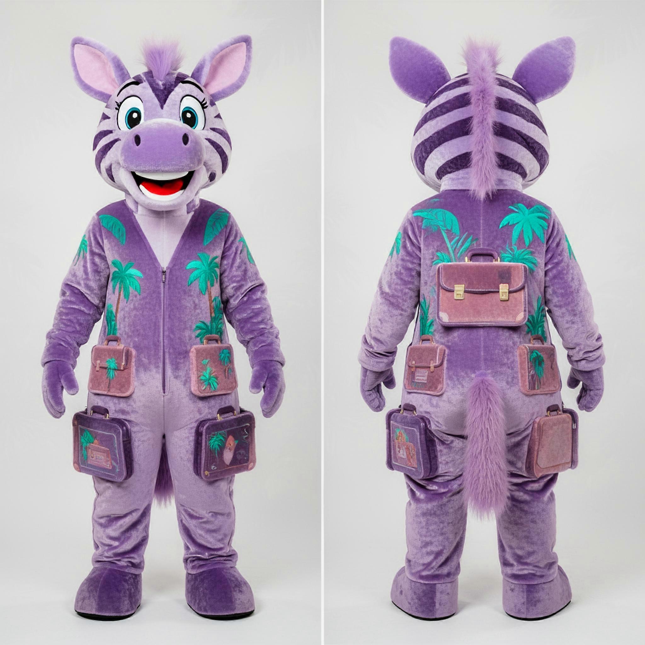 MASTICOT Lavender Velvety Zebra Mascot