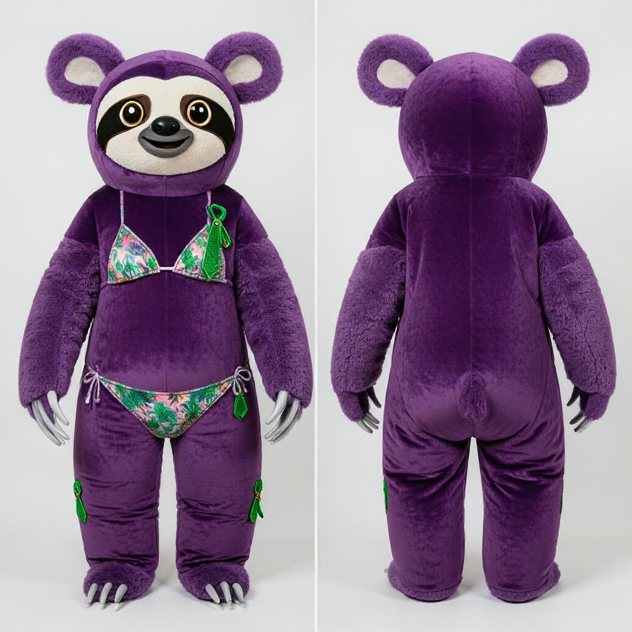 MASTICOT Deep Violet Plush Sleepy Sloth Mascot