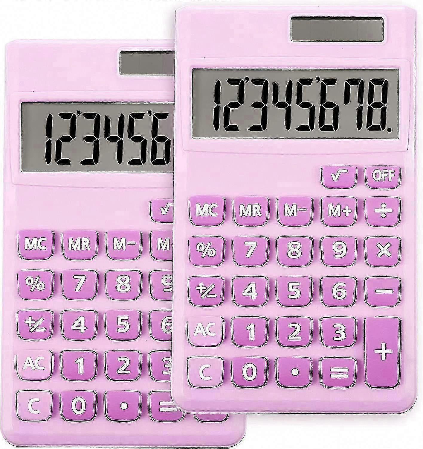 2 Pieces Basic Standard Calculators Mini Digital Desktop Calculator with 8-Digit LCD Display