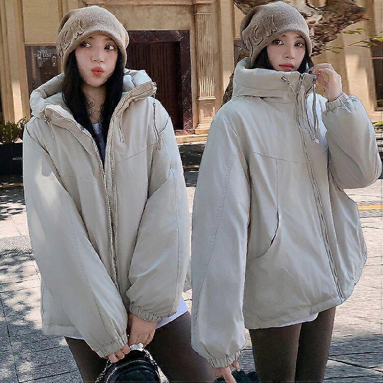Quilted Thick Hooded Drawstring Short Winter Jacket Top
