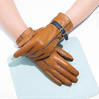 Women's Sheepskin Leather Gloves, Thermal Winter Gloves for Outdoor and Party Wear