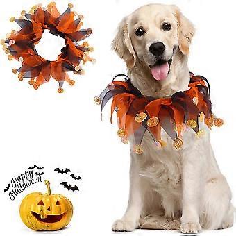 Elastic Pumpkin Pet Collar Halloween Costume Accessory for Dogs & Cats