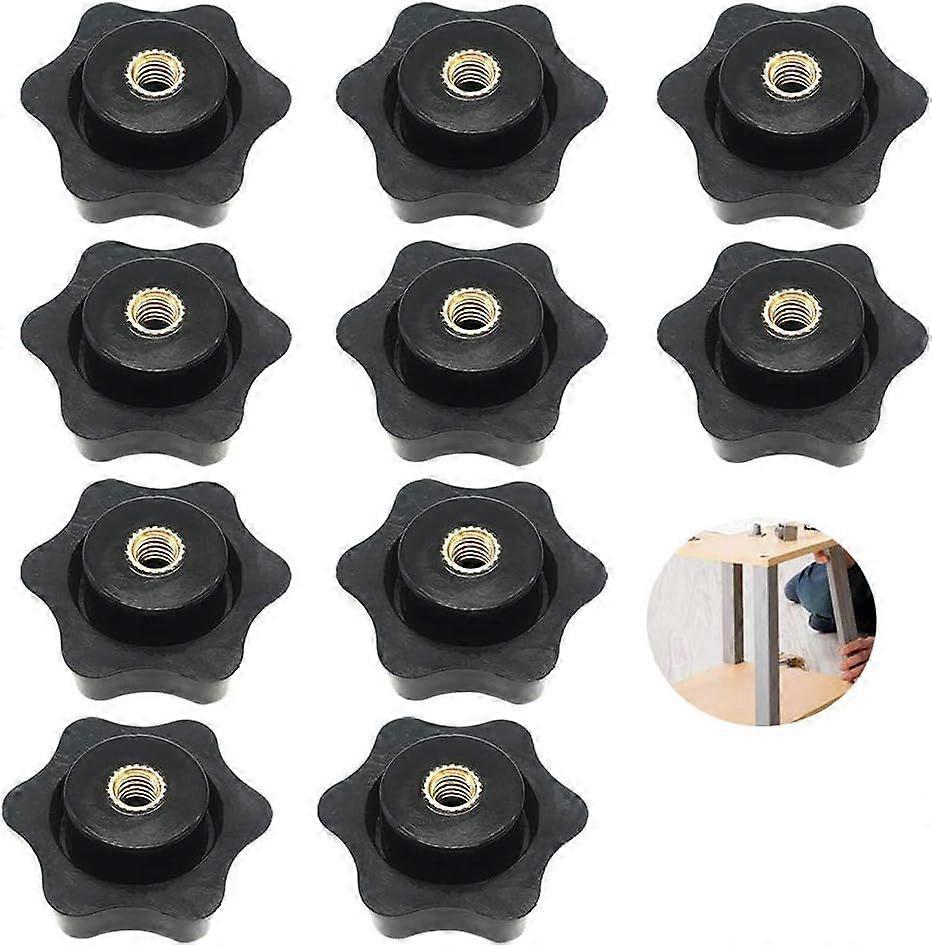 Internal Thread Clamping Knobs, Black Plastic Handle Nuts, 10Pcs (M8) Compatible with Mechanical & Industrial Equipment